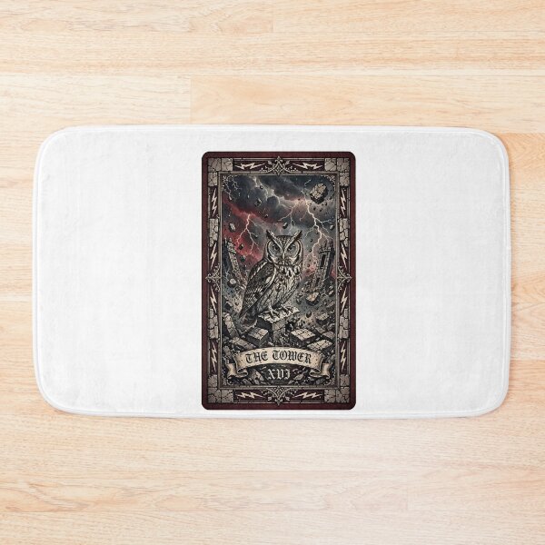 Item preview, The Tower Tarot Card Screech Owl Birdwatcher Gothic XVI designed and sold by Neurospicy Trolls.