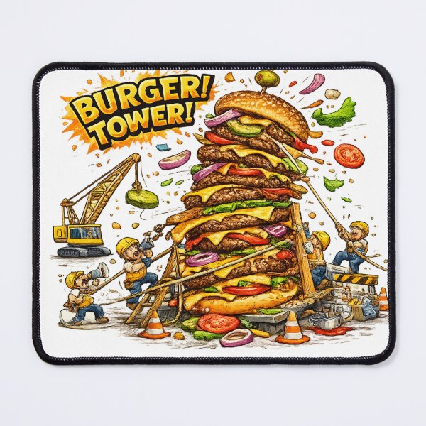 Item preview, Burger Tower Giant Cheeseburger Construction Funny Graphic designed and sold by irfanshikh.