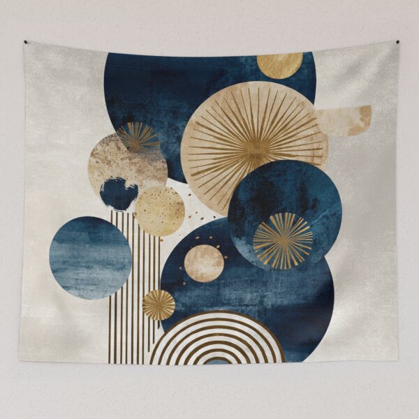 Item preview, Boho Chic Composition: Midnight Blue and Gold - Geometric Sun and Half-Moons designed and sold by DkSpirit.