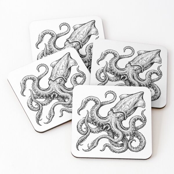 Item preview, Vintage Woodcut Humboldt Squid Illustration designed and sold by DuckOddity.