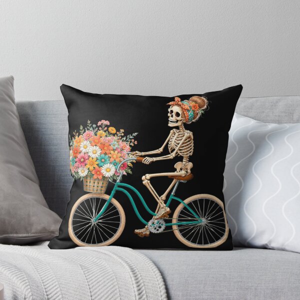 Item preview, Floral Skeleton Cyclist Halloween T-Shirt | Cute Skull Riding Vintage Bicycle with Flowers | Spooky Bike Lover Gift designed and sold by emiliacreations.