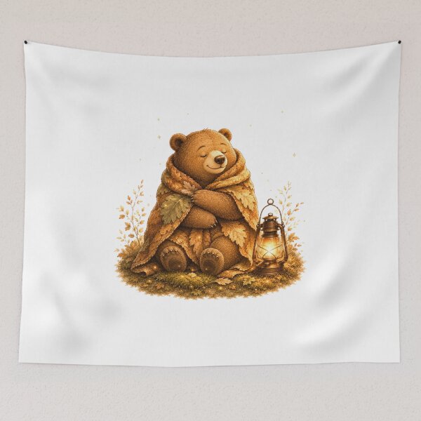 Item preview, Cozy Vintage Bear Lantern Warm Autumn Aesthetic designed and sold by AQUILAKREO.
