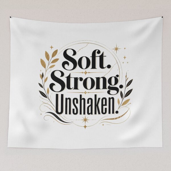 Item preview, Soft. Strong. Unshaken. Minimalist Motivational Typography Quote Aesthetic Gift designed and sold by Aarvya Fashion Club ( A.F.C ).