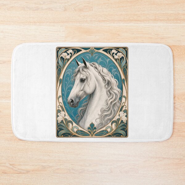 Item preview, Art Nouveau White Horse Elegant Equine Art designed and sold by AntiqueImages.