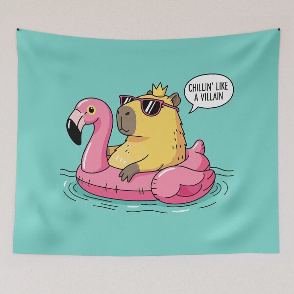 Item preview, Capybara Flamingo Float Chill Pool Vibe designed and sold by Amir Faysal.