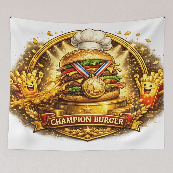 Item preview, Champion Burger Gold Medal Funny Cheeseburger Vintage T-Shirt & Sticker designed and sold by irfanshikh.