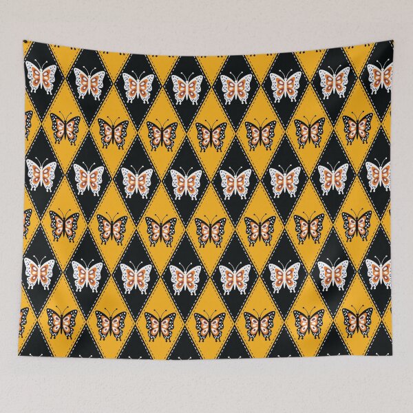 Item preview, Yellow and Black Butterfly Argyle Halloween Pattern designed and sold by mrhighsky.