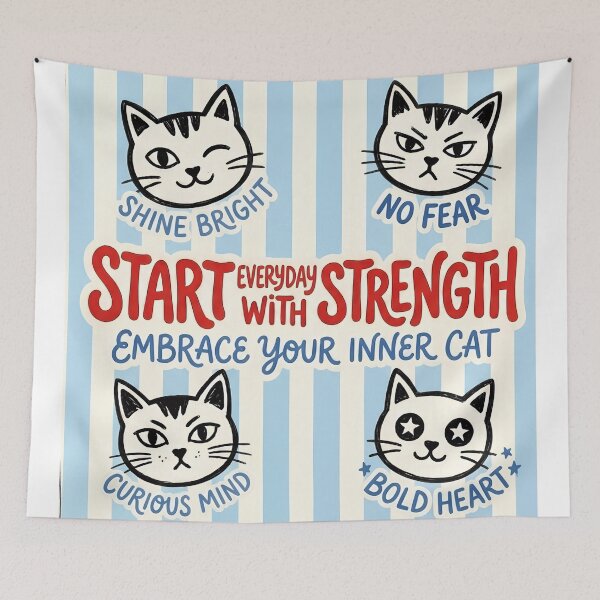 Item preview, Start Every Day With Strength Cat | Inspirational Motivational Quote Embrace Your Inner Cat Gift designed and sold by Basma Designs | Funny Shirts, Stickers & Mugs.