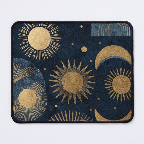 Item preview, Seamless Celestial Boho Pattern - Sun Moon Gold Midnight Blue designed and sold by DkSpirit.