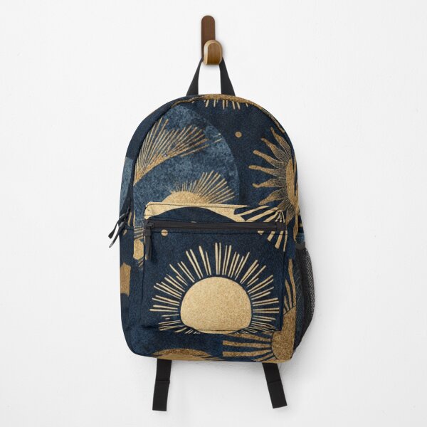 Item preview, Seamless Celestial Boho Pattern - Sun Moon Gold Midnight Blue designed and sold by DkSpirit.