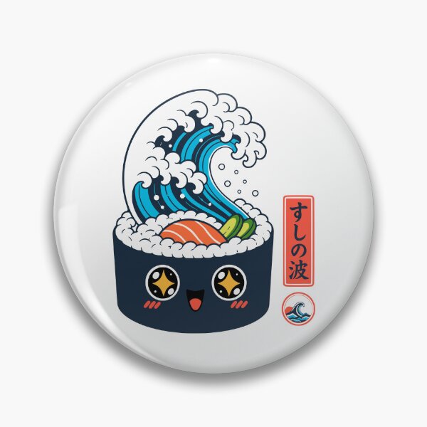 Item preview, Kawaii Great Wave Sushi Roll Japanese Food designed and sold by Imaginationbeyond.
