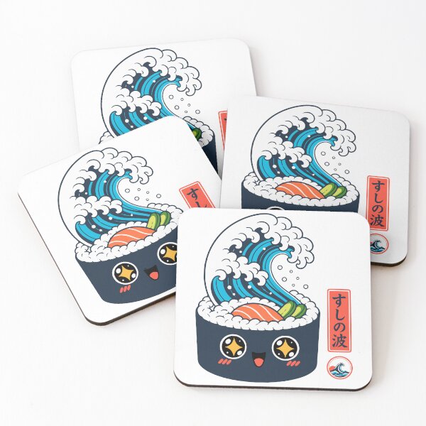Item preview, Kawaii Great Wave Sushi Roll Japanese Food designed and sold by Imaginationbeyond.