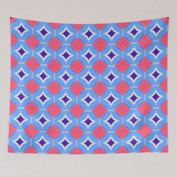 Item preview, Retro Coral and Blue Floral Medallion - Dopamine Pop Art Pattern designed and sold by UniqueDesign751.