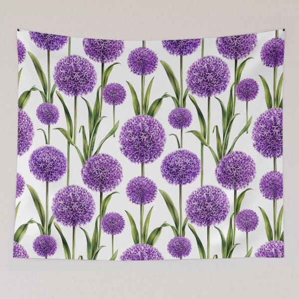 Item preview, Allium Purple Globe Dedicated Watercolor Seamless Pattern designed and sold by Inkworksbyshery.