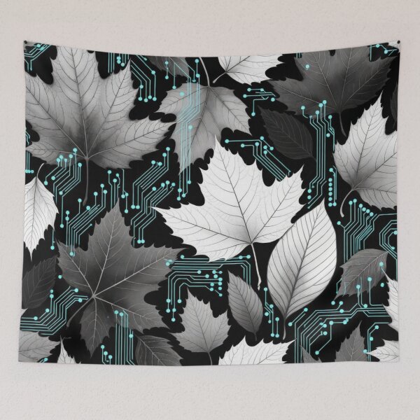 Item preview, High Contrast Black White Maple Leaves designed and sold by IntelliMindDesigns.