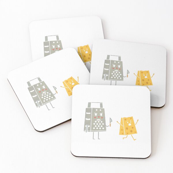 Item preview, Funny Cheese Running Away From Grater Cute Food Pun designed and sold by MyHappyArtShop.