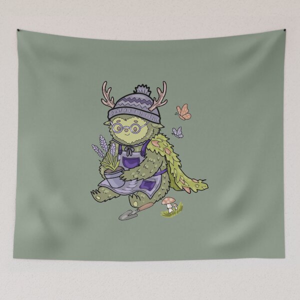 Item preview, Forest Spirit Gardener – Whimsical Cottagecore Deer Hedgehog Hybrid  designed and sold by LeshanArt.