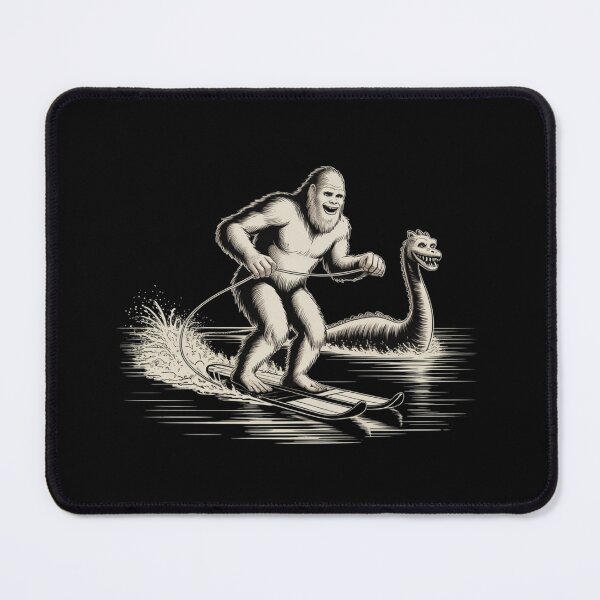 Item preview, Bigfoot Water Skiing Behind Nessie Cryptid Humor designed and sold by ZACK ART.