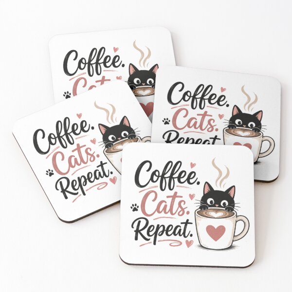 Item preview, Coffee Cats Repeat Funny Cat Lover Coffee Lover T-Shirt designed and sold by 1PRINTORA1.