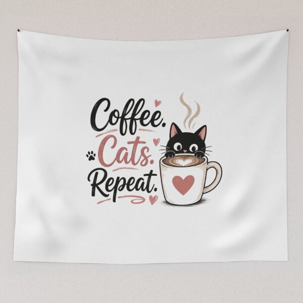 Item preview, Coffee Cats Repeat Funny Cat Lover Coffee Lover T-Shirt designed and sold by 1PRINTORA1.