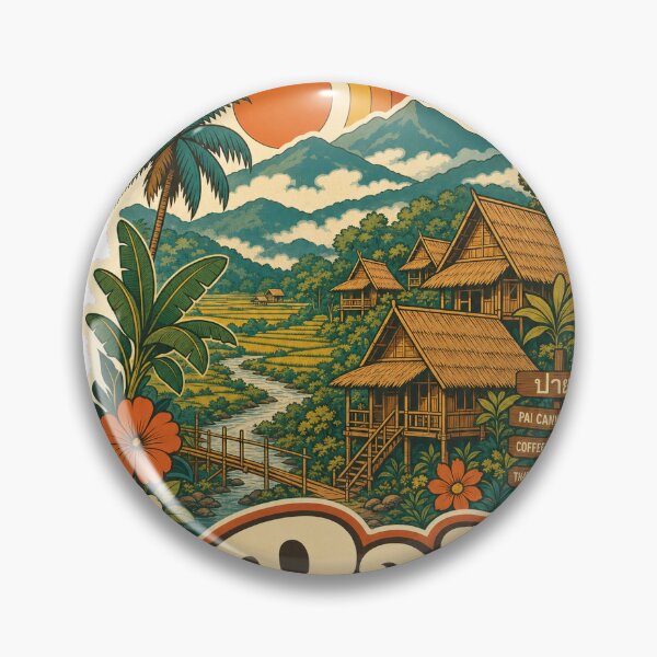 Item preview, Pai Thailand Travel Souvenir - Retro Illustration designed and sold by VisualArtsOasis.