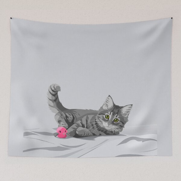 Item preview, Gray cat playing designed and sold by NorthNook.
