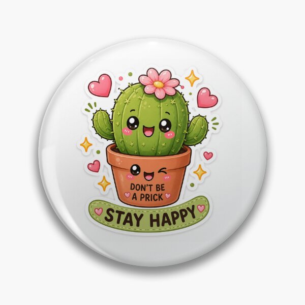 Item preview, Cute Kawaii Cactus Sticker – Don't Be a Prick Stay Happy Funny Plant Cartoon designed and sold by dkdesign26.
