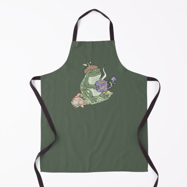 Item preview, Frog drinking coffee with acorn hat and snail cottagecore illustration designed and sold by LeshanArt.