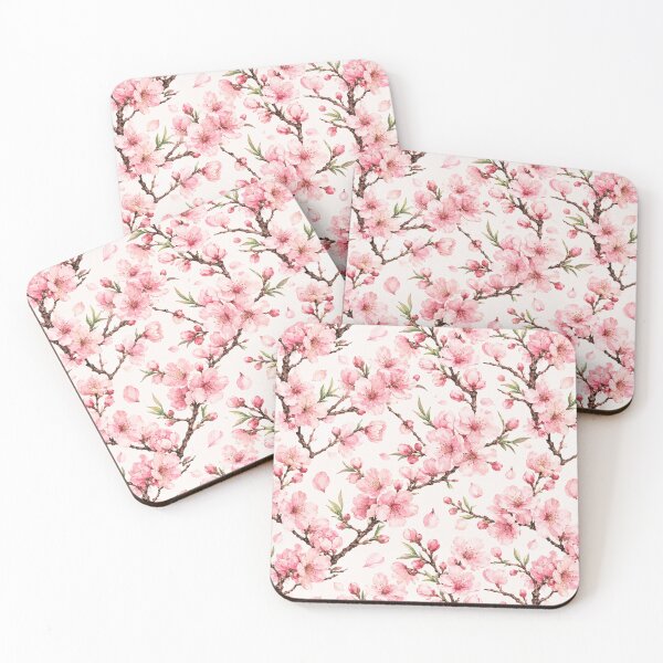 Item preview, Peach Blossom Branch Dedicated Watercolor Seamless Pattern designed and sold by Inkworksbyshery.