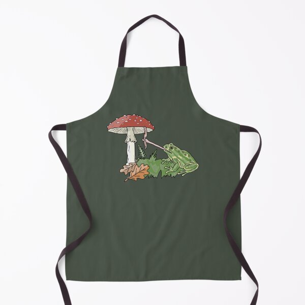 Item preview, Frog catching a worm from a mushroom cottagecore illustration designed and sold by LeshanArt.