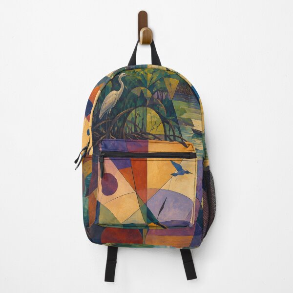 Item preview, Colorful Geometric Mangrove Lagoon – Tropical Sunset Fisherman Art designed and sold by GutyzDesignsES.