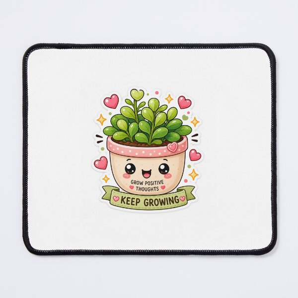 Item preview, Cute Kawaii Plant Sticker - Grow Positive Thoughts Keep Growing Cartoon Plant designed and sold by dkdesign26.