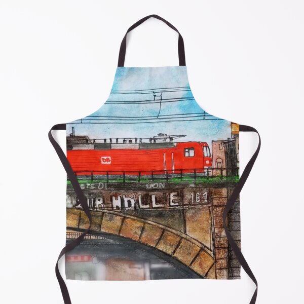 Item preview, Red Locomotive over Dresden Neustadt – Urban Sketch in Ink & Watercolor designed and sold by UMA Urban Sketch.