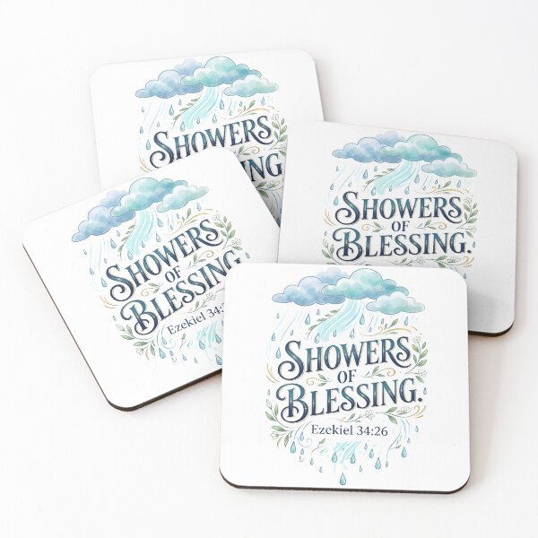 Item preview, SHOWERS OF BLESSING | Ezekiel 34:26 | Christian Faith Scripture T-Shirt | Inspirational Bible Verse Gift designed and sold by KINGDOM GOLD STUDIO.