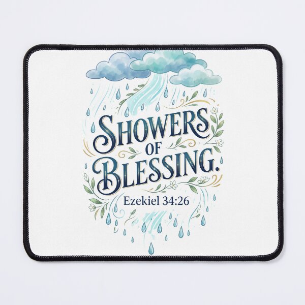 Item preview, SHOWERS OF BLESSING | Ezekiel 34:26 | Christian Faith Scripture T-Shirt | Inspirational Bible Verse Gift designed and sold by KINGDOM GOLD STUDIO.