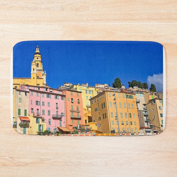 Item preview, Old buildings and church tower in Menton city, France, summertime designed and sold by goceris.