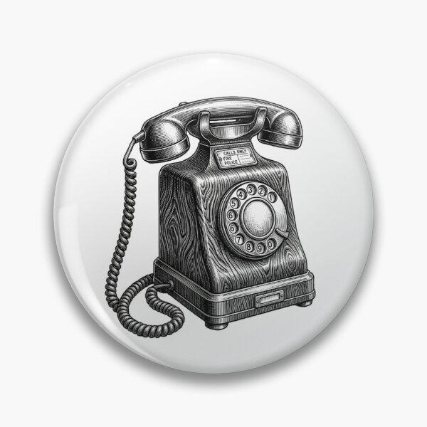 Artikelvorschau, Altmodisches Telefon – Realistischer minimalistischer Schwarzweiß-Stil entworfen und verkauft von Minimalisticaly.