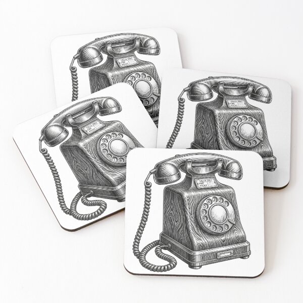 Item preview, Old Fashioned Telephone - Realistic Minimalistic Black And White designed and sold by Minimalisticaly.