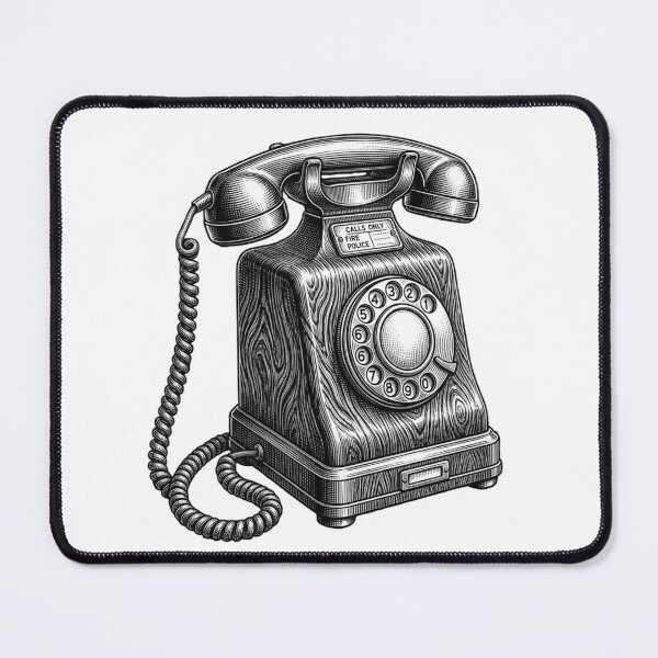 Item preview, Old Fashioned Telephone - Realistic Minimalistic Black And White designed and sold by Minimalisticaly.