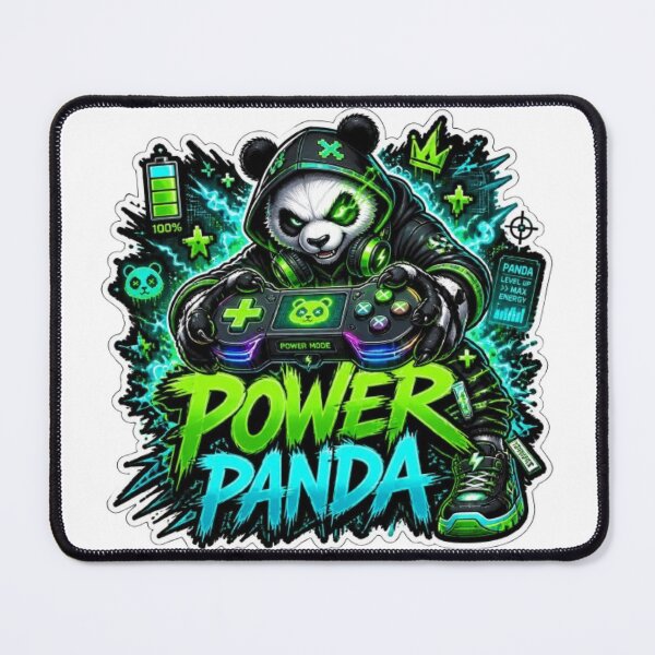 Item preview, POWER PANDA Gaming Sticker | Neon Cyber Panda Esports Streetwear Graphic Design designed and sold by Stylestickers55.