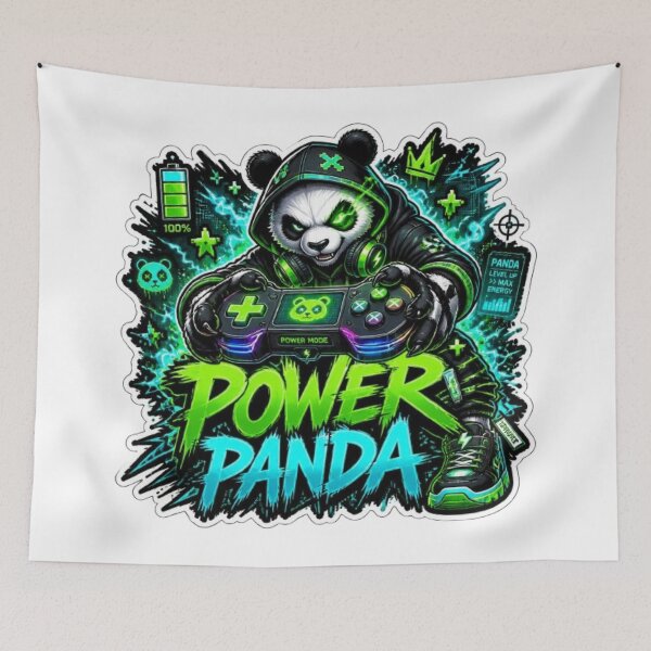 Item preview, POWER PANDA Gaming Sticker | Neon Cyber Panda Esports Streetwear Graphic Design designed and sold by Stylestickers55.