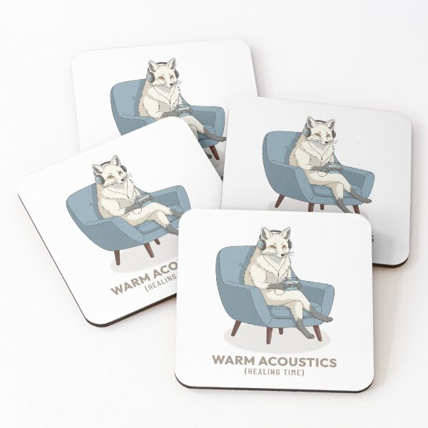 Item preview, White Fox Listening To Music Vintage Aesthetic designed and sold by COZY VINTAGE animal.