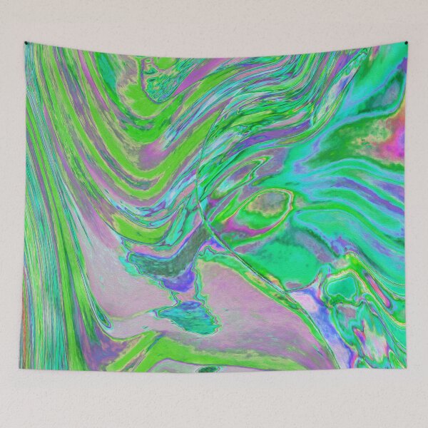 Item preview, Cool Abstract Chartreuse and Blue Groovy Retro designed and sold by myrubiogarden.