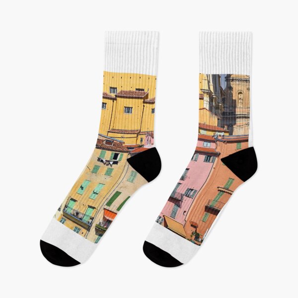 Item preview, Colorful old buildings in Menton city, France, summertime designed and sold by goceris.