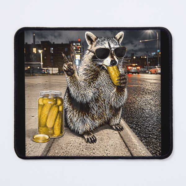 Item preview, Cool Pickle Eating Jimothy Raccoon Funny Night City Vintage Design designed and sold by GalenoHenley.