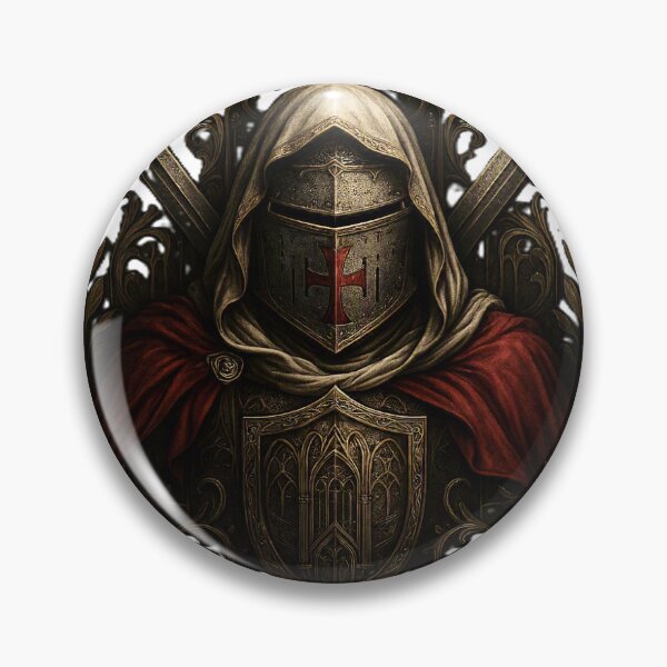 Item preview, Medieval Templar Knight – Gothic Heraldic Design, Red Cross, Crossed Swords & Golden Shield designed and sold by SpitfireDesign.