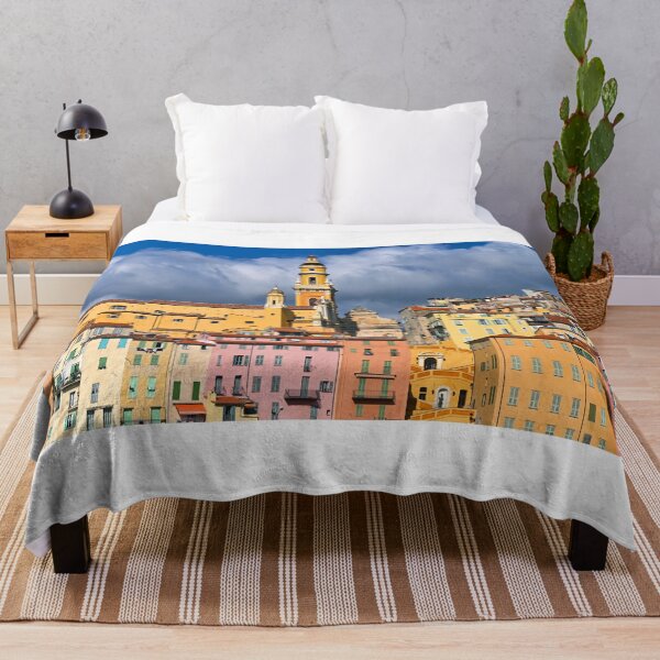 Item preview, Colorful old buildings and church tower in Menton city, France, summertime designed and sold by goceris.