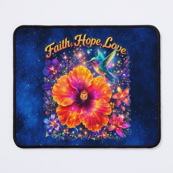 Item preview, Faith, Hope, Love – Cosmic Hibiscus and Hummingbird Harmon designed and sold by MysticOzzy.