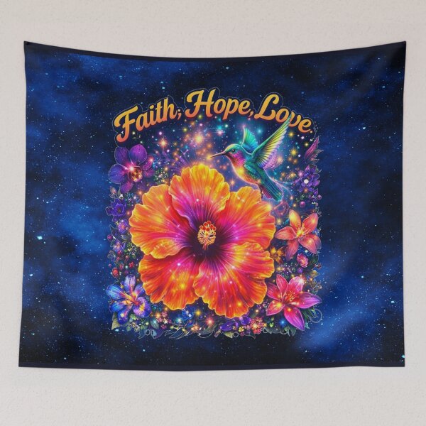 Item preview, Faith, Hope, Love – Cosmic Hibiscus and Hummingbird Harmon designed and sold by MysticOzzy.