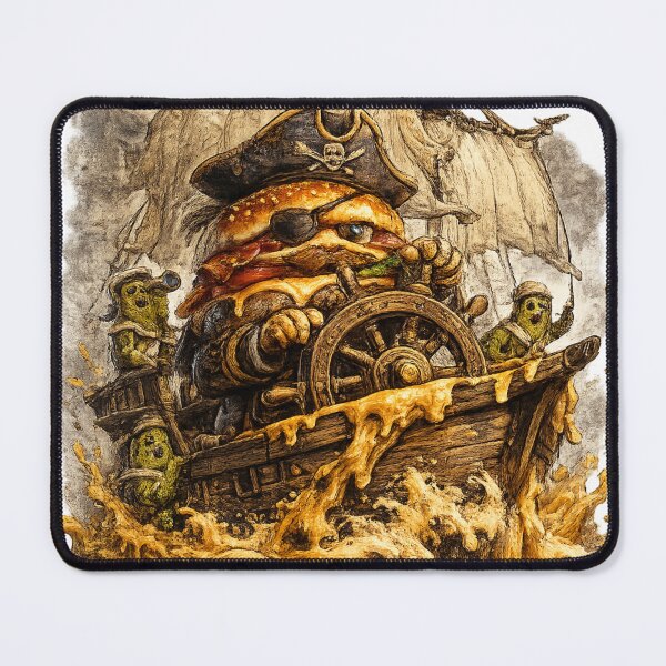 Item preview, Pirate Burger Captain Sailing Cheese Seas | Funny Burger Pirate Vintage T-Shirt Sticker designed and sold by irfanshikh.